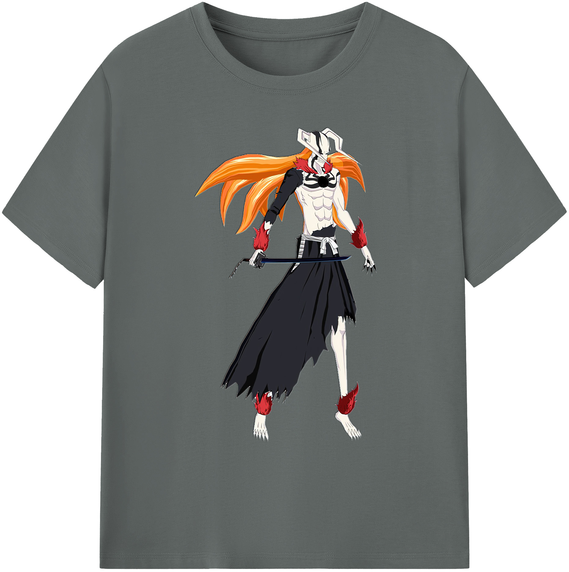 （画像用） ブリーチ 黒崎一護（くろさき いちご）BLEACH Kurosaki Ichigo 綿100％ メンズ半袖Tシャツ｜肌触りやわらか＆通気性